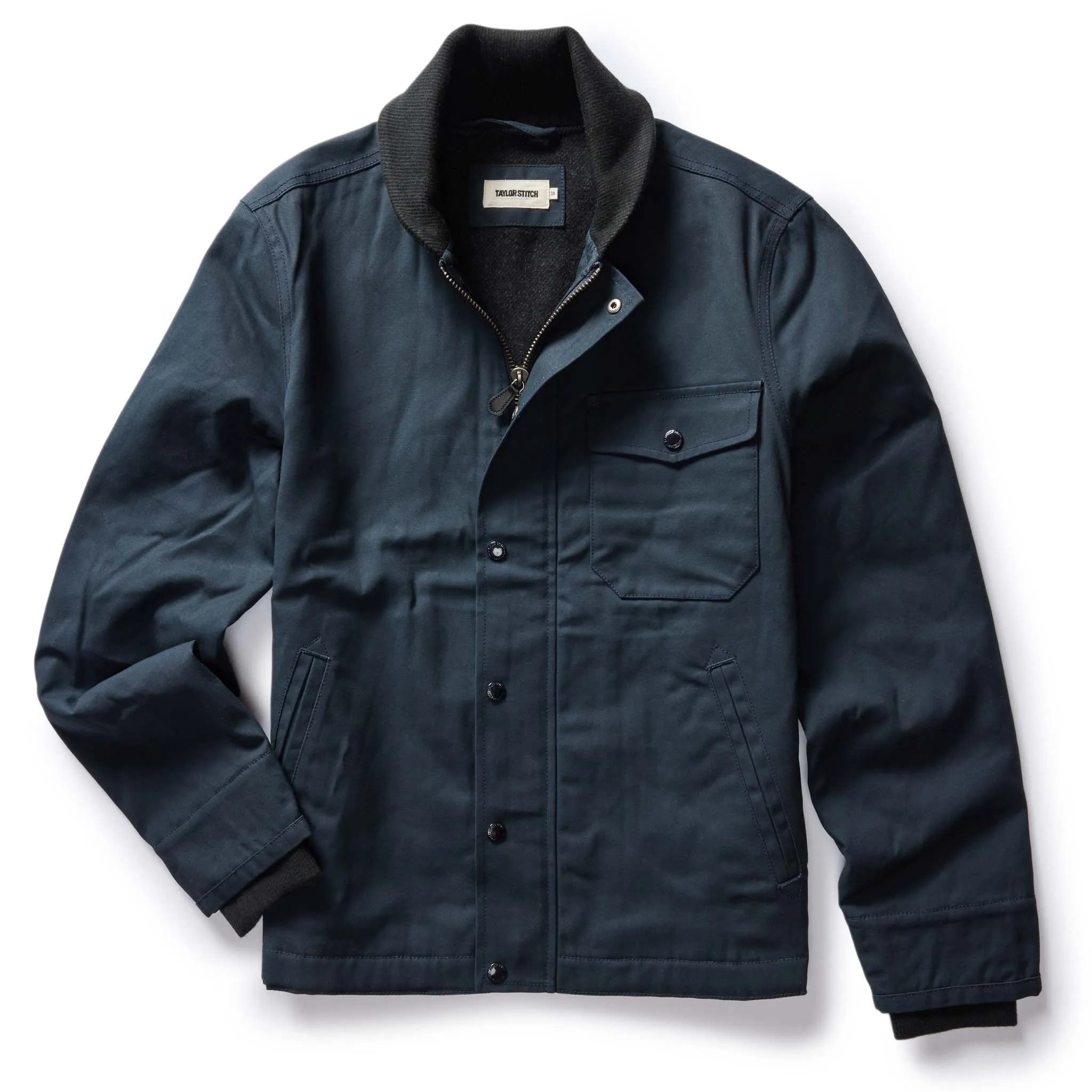 The Deck Jacket in Dark Navy Dry Wax