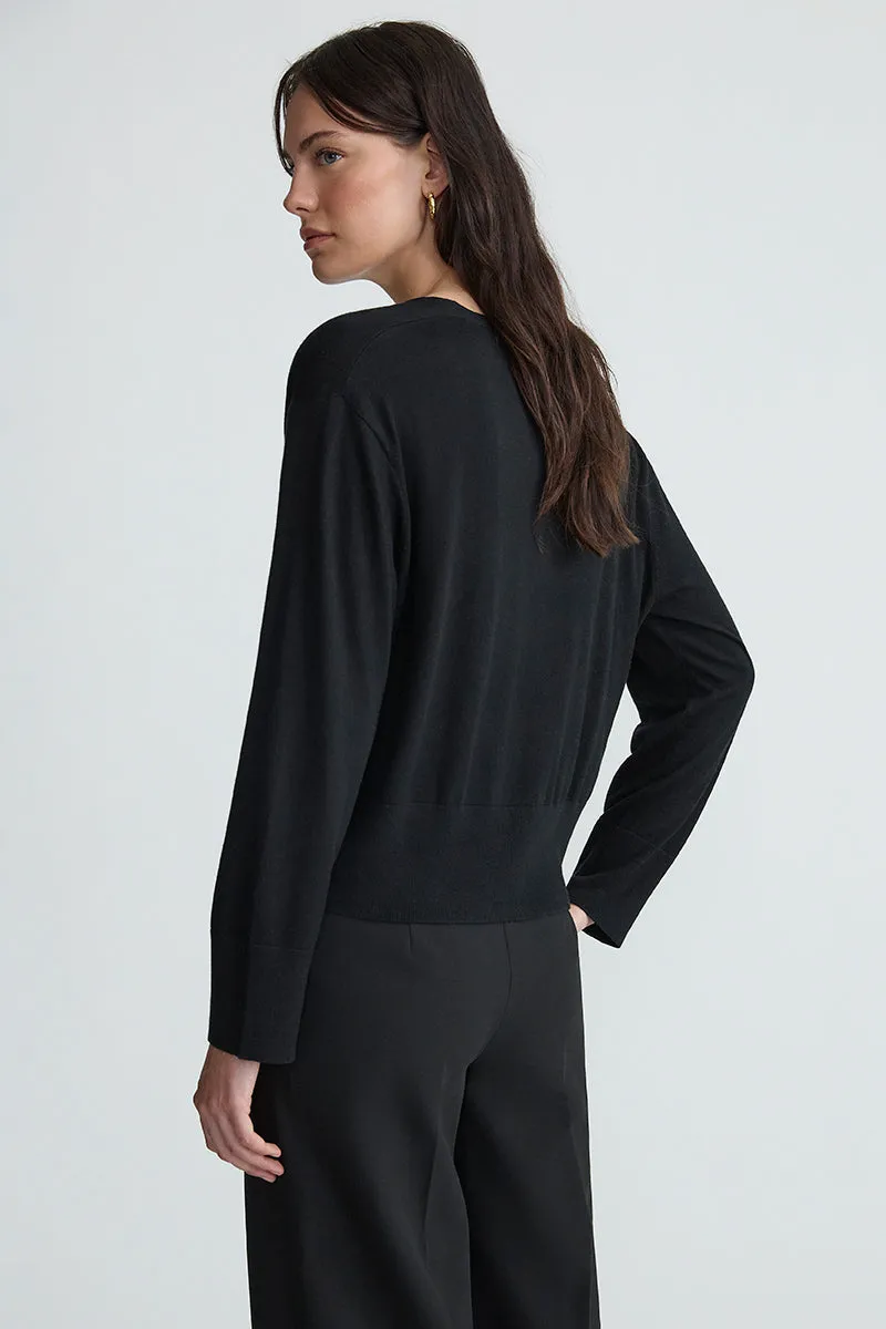 THE SILK CARDIGAN - BLACK