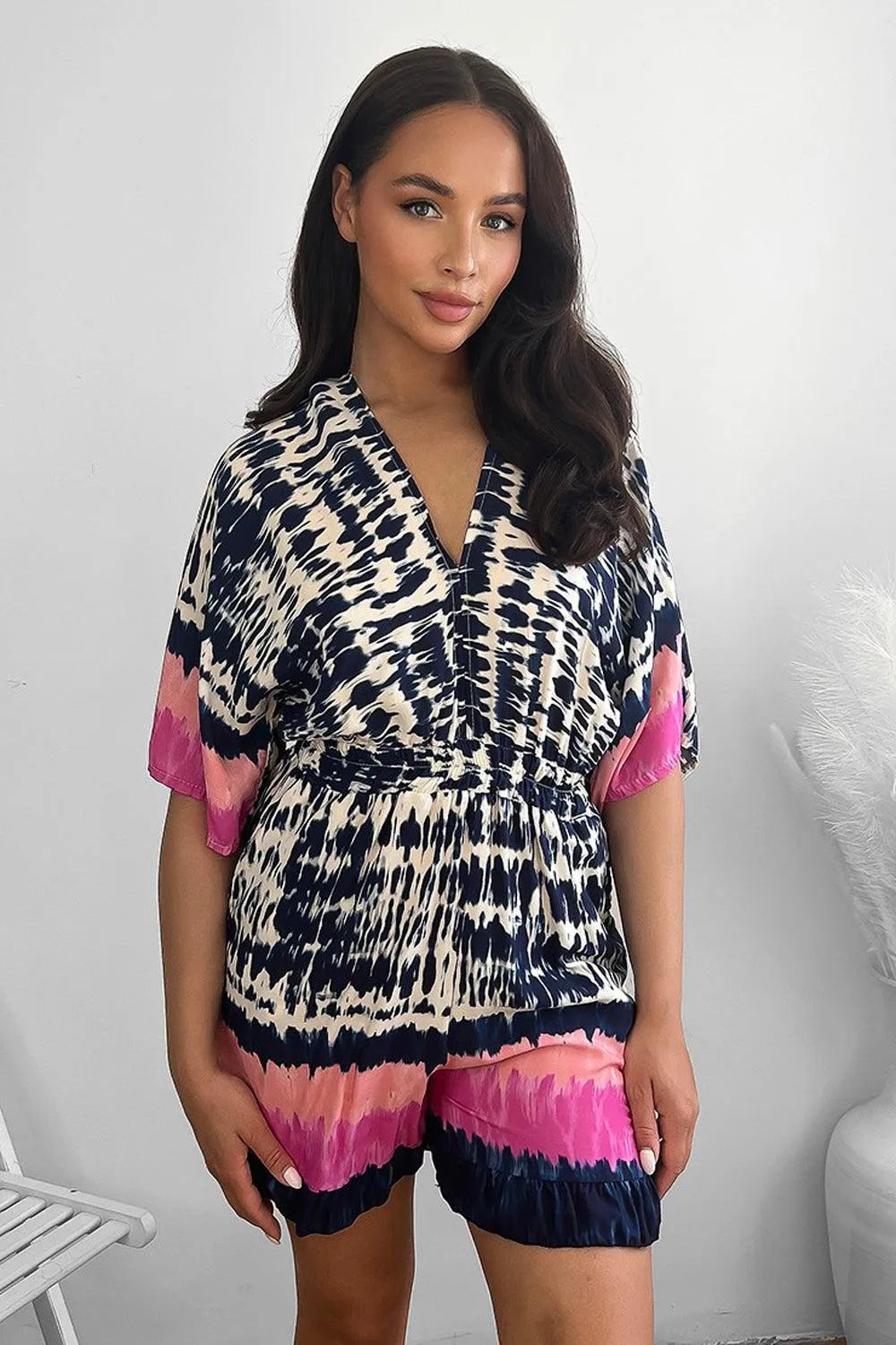 Tie Dye Print Colour Black Summer Playsuit