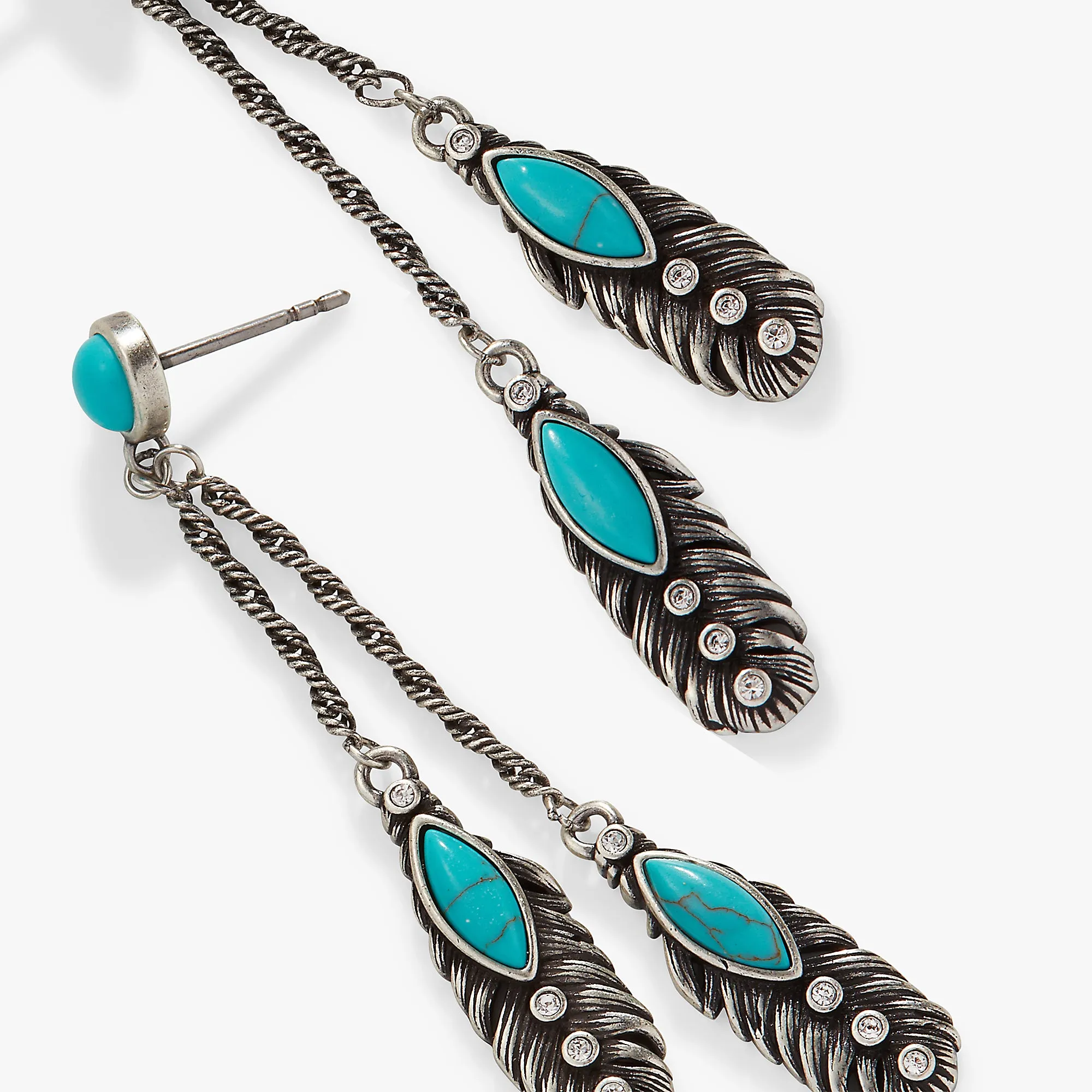 Turquoise Feather Earrings