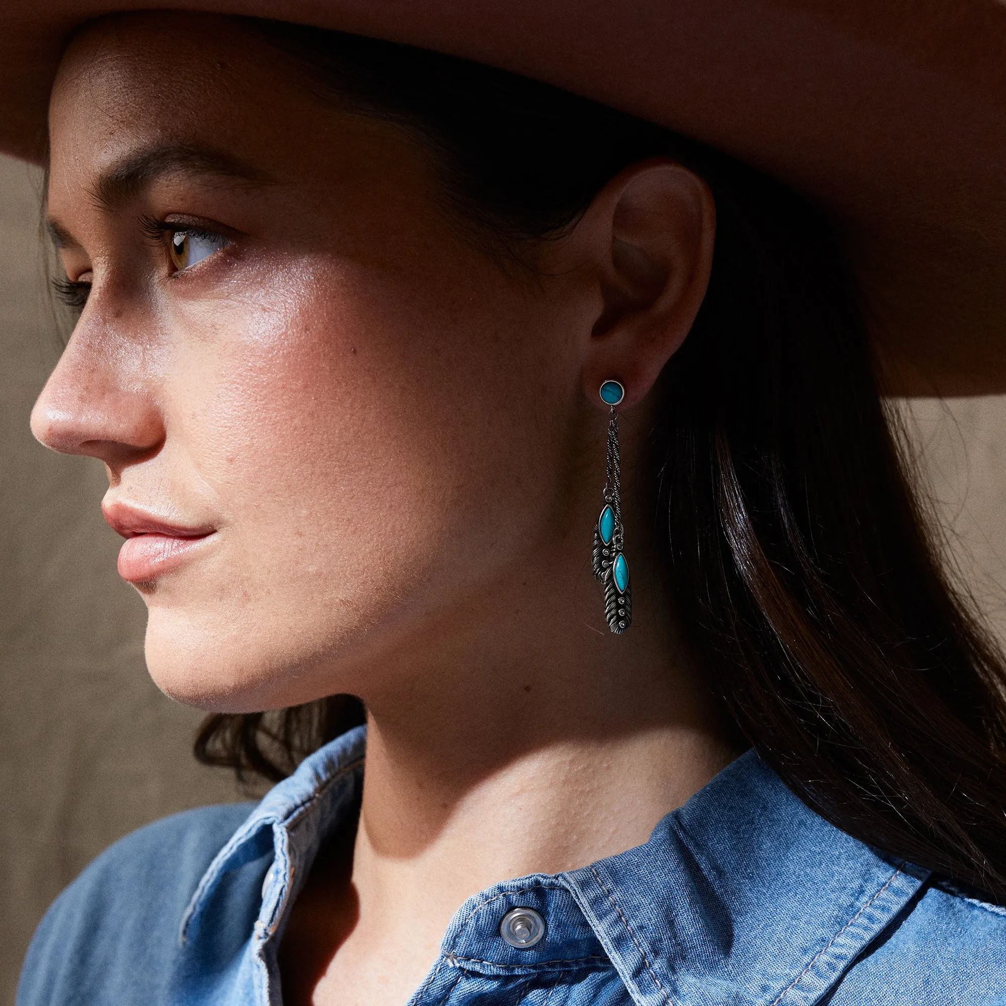 Turquoise Feather Earrings