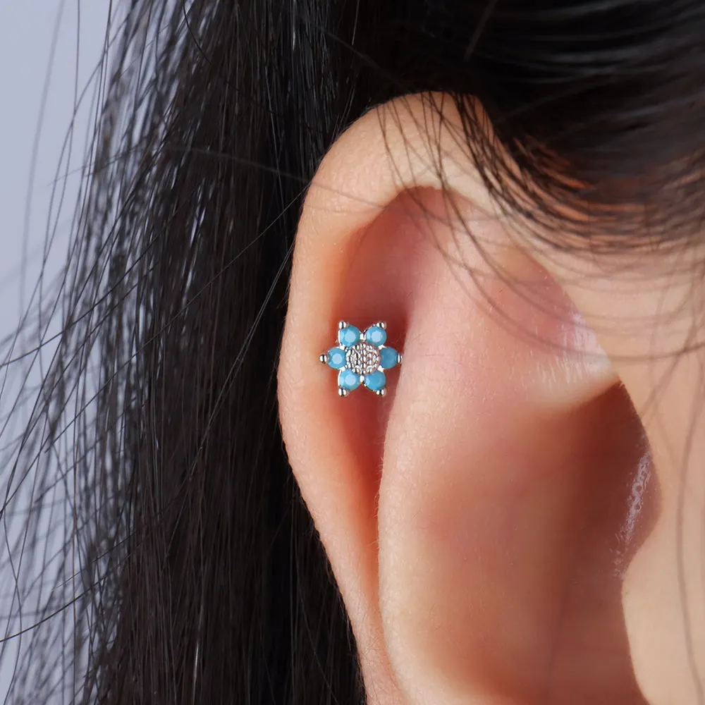 Turquoise Flower Stud