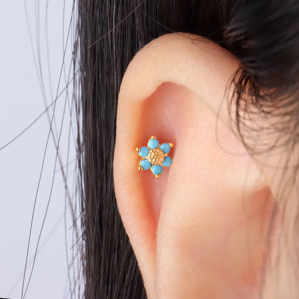 Turquoise Flower Stud