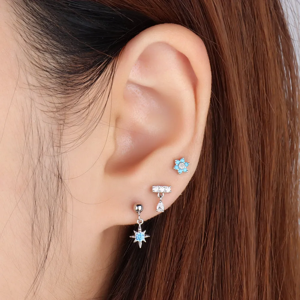 Turquoise Flower Stud