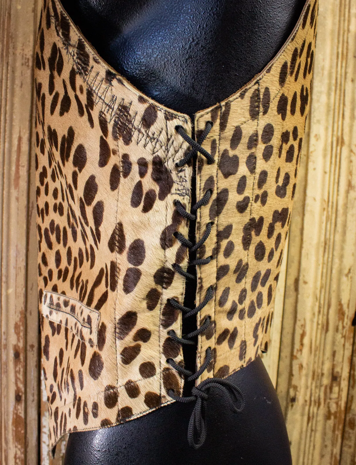 Vintage Agatha Custom Leopard Vest Medium