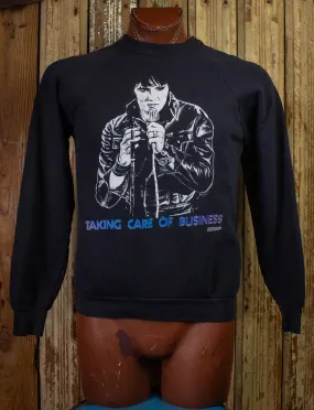 Vintage Elvis Taking Care Of Business Sweatshirt 1987 Black Medium/Large