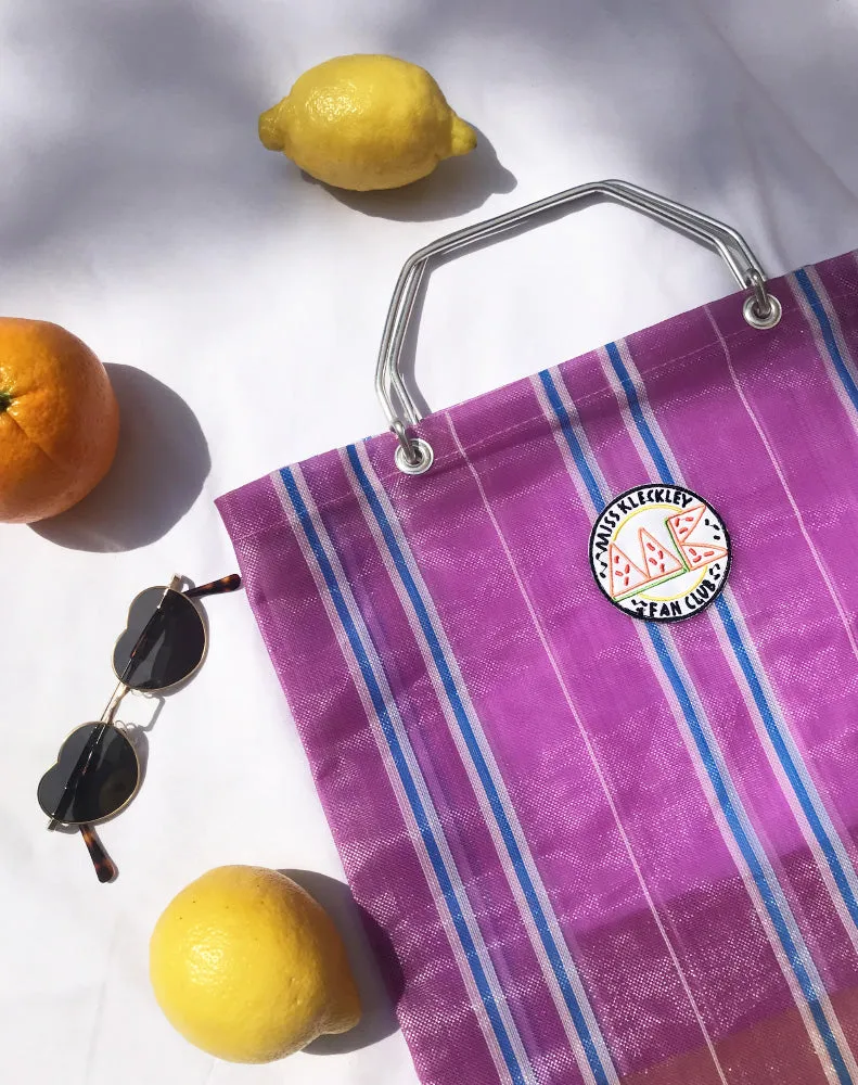 VINTAGE SHOPPING BAG LILAC STRIPES