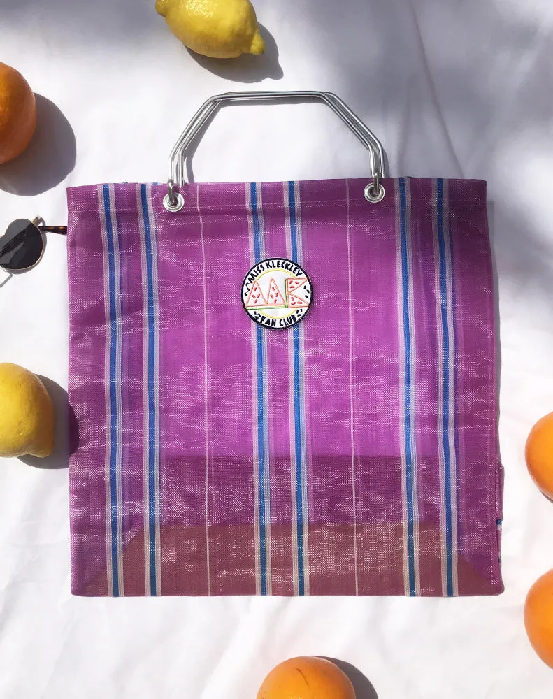 VINTAGE SHOPPING BAG LILAC STRIPES