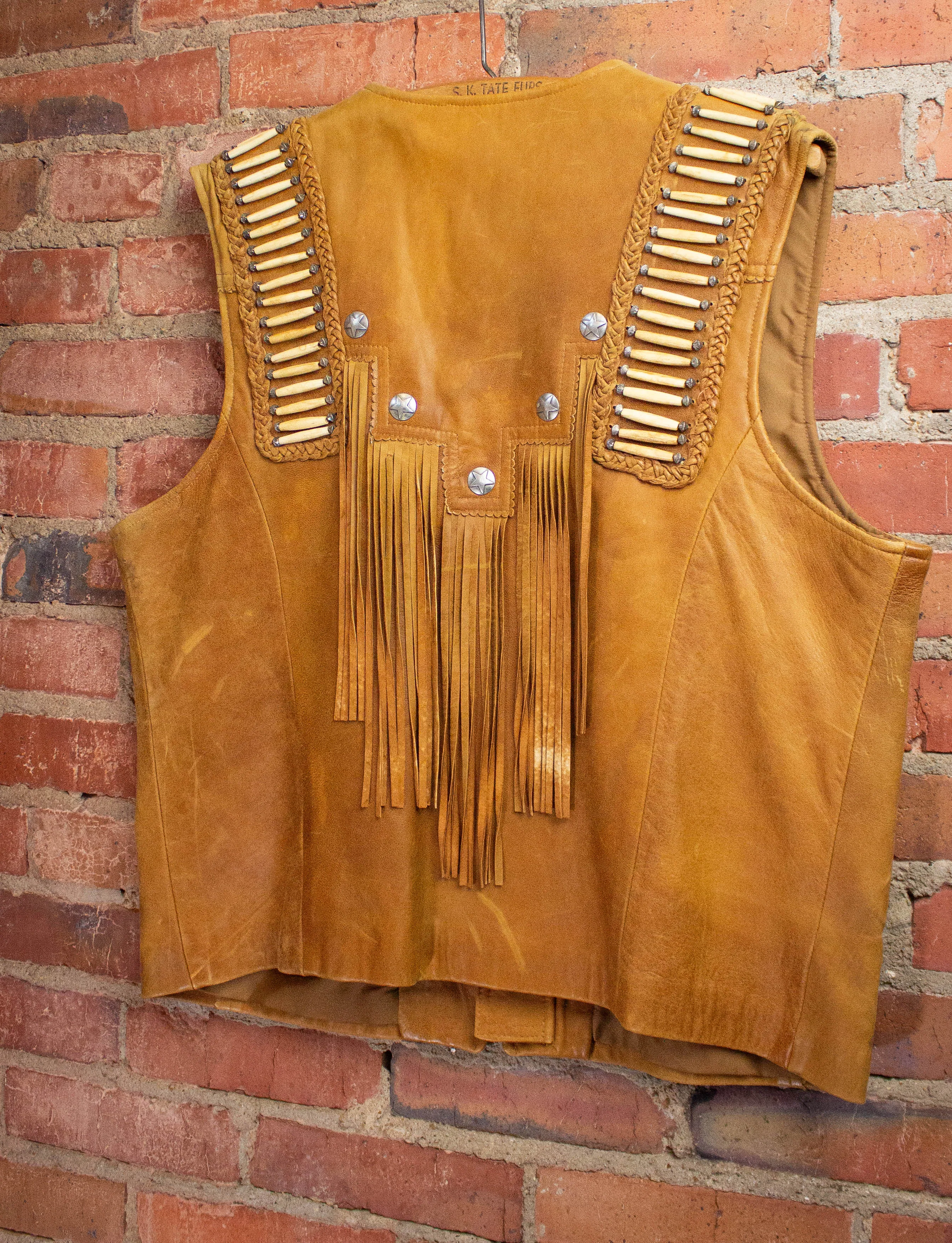 Vintage Tribe Bone Tan Leather Vest XL