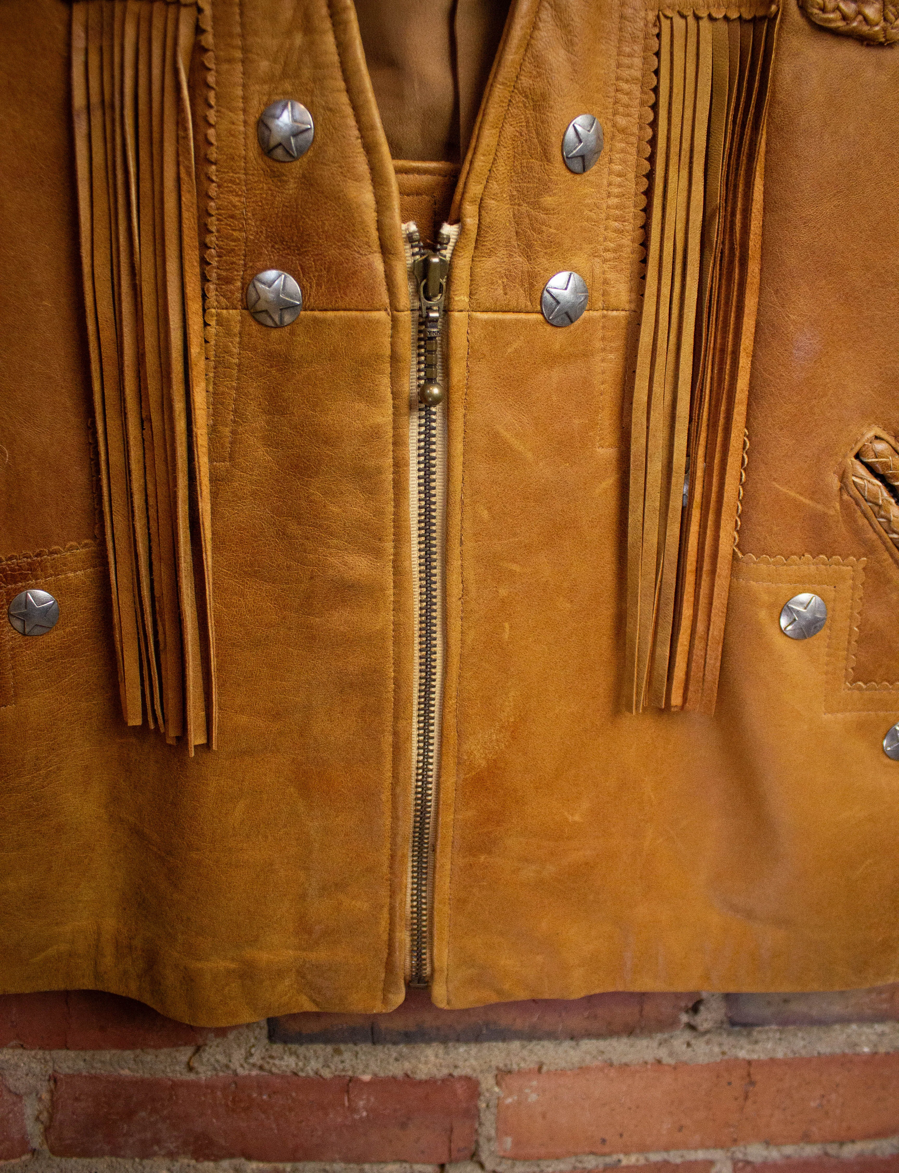 Vintage Tribe Bone Tan Leather Vest XL