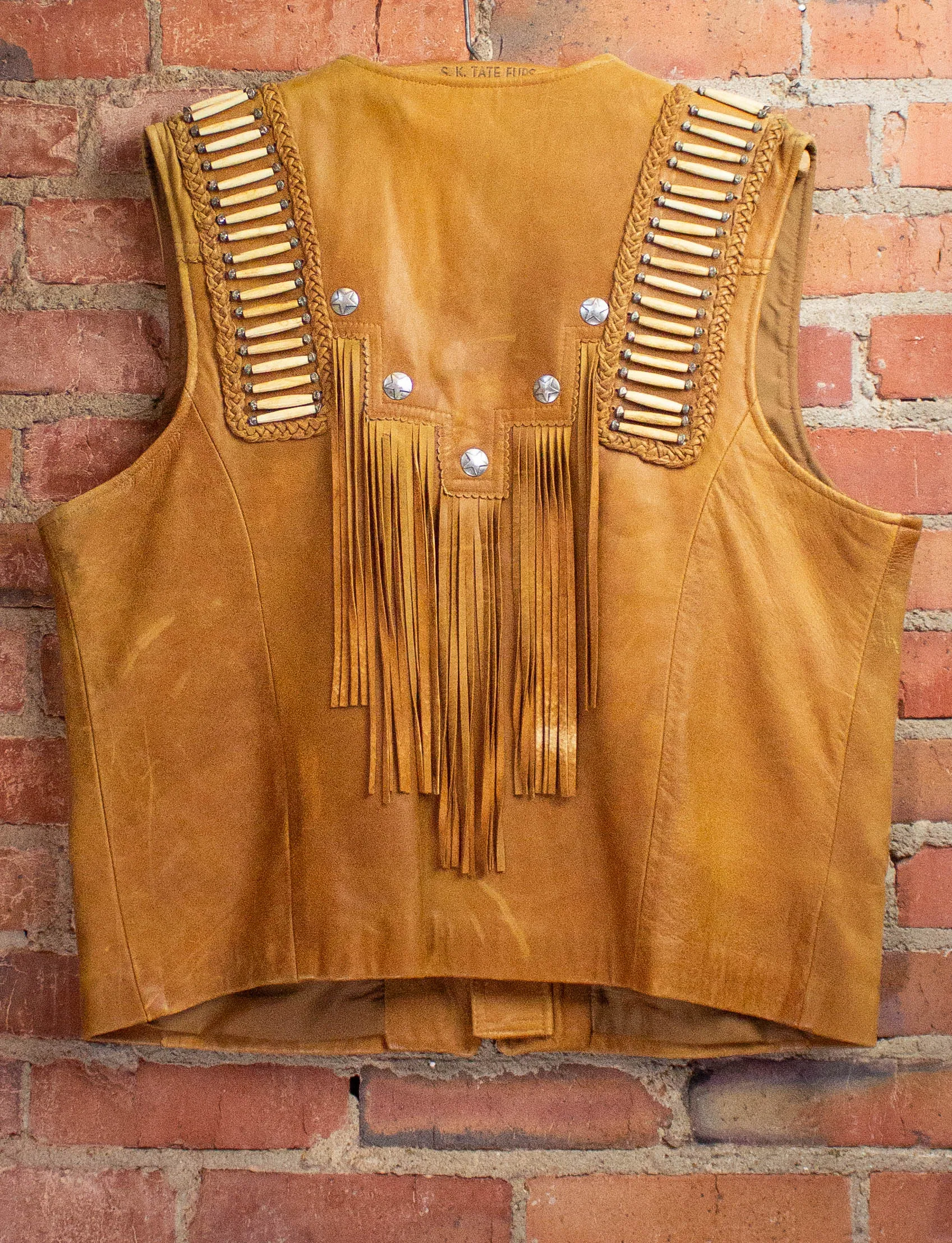 Vintage Tribe Bone Tan Leather Vest XL