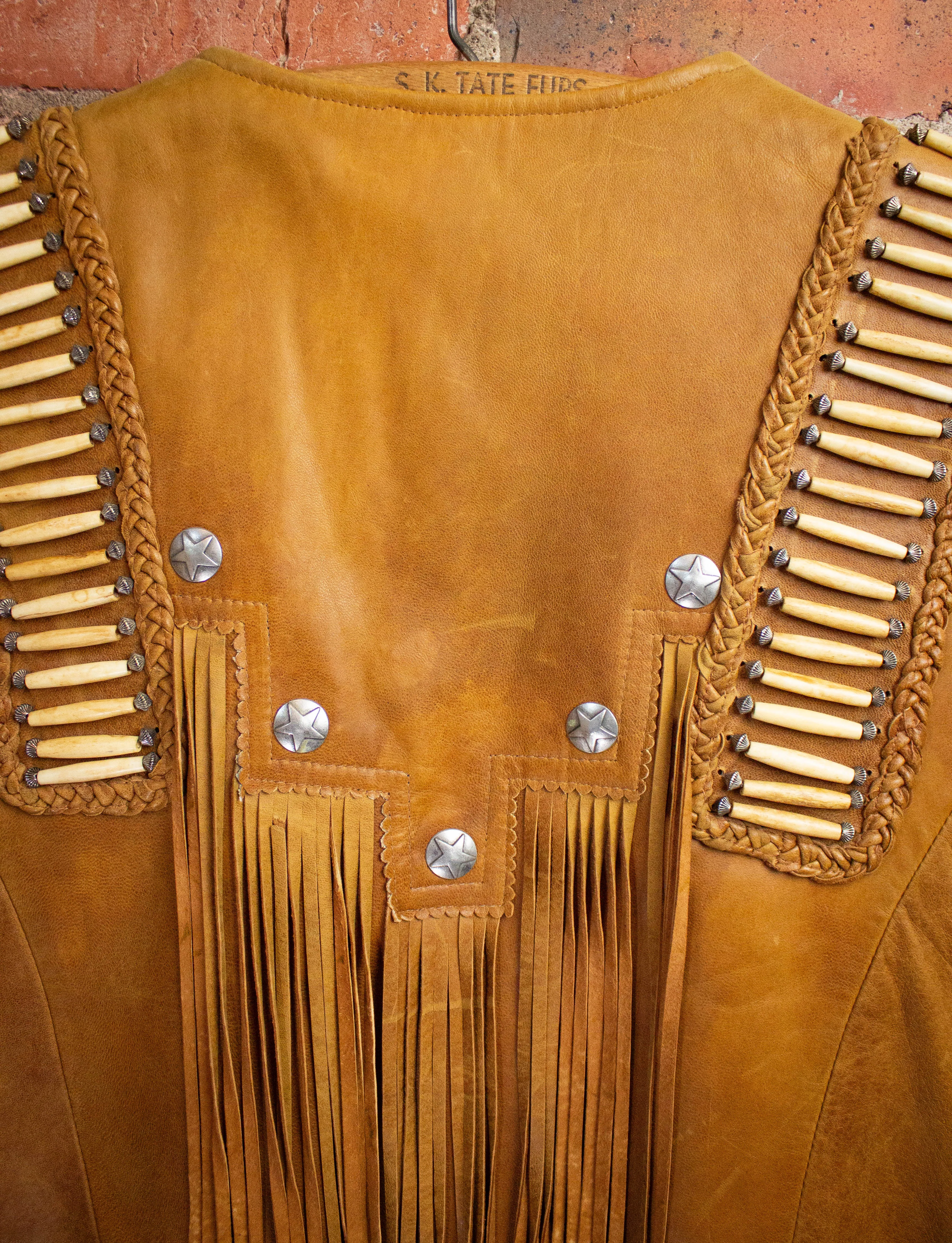 Vintage Tribe Bone Tan Leather Vest XL