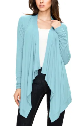 Women's Basic Draped Long Sleeve Open Front Knit Cardigan