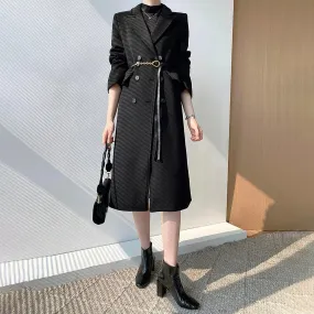 Women's black Long Wool Coat,thick Wool Overcoat,black wool coat,Double Breasted Wool Blend Coat,Warm long   black coat,wool long coat,W112