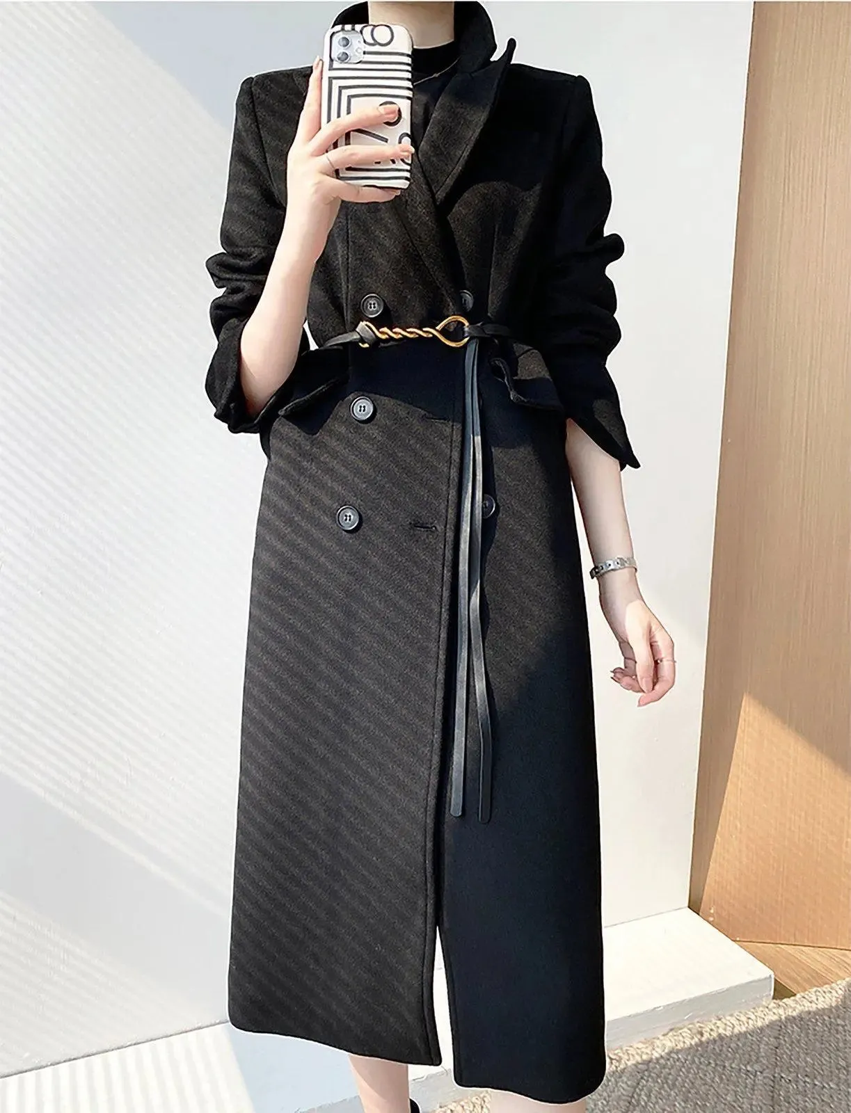 Women's black Long Wool Coat,thick Wool Overcoat,black wool coat,Double Breasted Wool Blend Coat,Warm long   black coat,wool long coat,W112