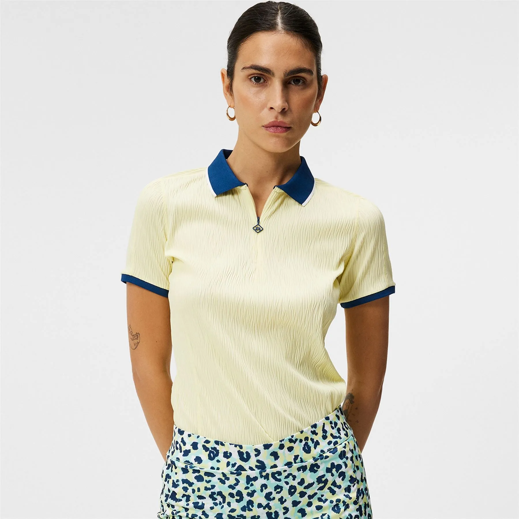 Womens Izara Wave Rib Jersey Polo Wax Yellow - SS24