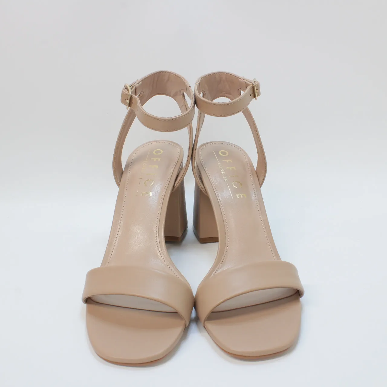 Womens Office Maple Ankle Strap Black Heels Nude Leather